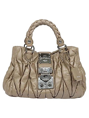 Miu Miu Matelassé Beige Leather Handbag (view 1)