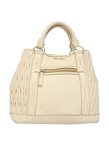 Miu Miu Matelassé White Leather Tote Bag (view 1)