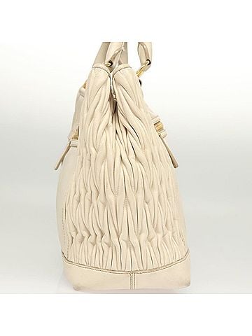 Miu Miu Matelassé White Leather Tote Bag (view 2)