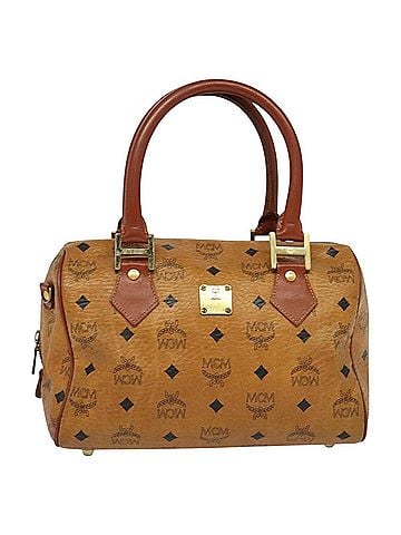 MCM Visetos Brown Canvas Handbag (view 1)