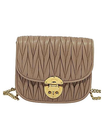 Miu Miu Matelassé Beige Leather Shoulder Bag (view 1)