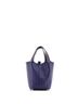Hermès 100% Leather Blue Black Brown Picotin Lock Bag Tressage Epsom PM One size - photo 4