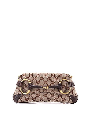 Gucci Horsebit Chain Clutch GG Canvas with Leather Medium (view 1)