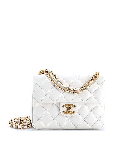 Chanel Pearl Strap Square Classic Single Flap Bag Quilted Lambskin Mini (view 1)