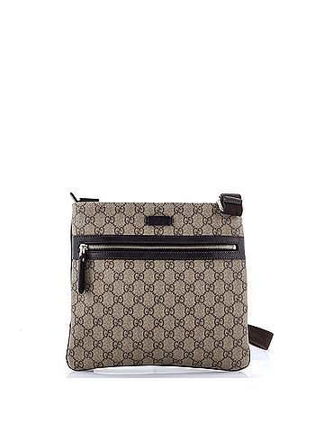 Gucci Front Zip Flat Messenger Bag GG Coated Canvas Medium (view 1)