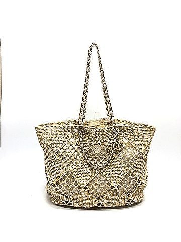 Chanel Beige Raffia Pouch Tote Bag (view 1)
