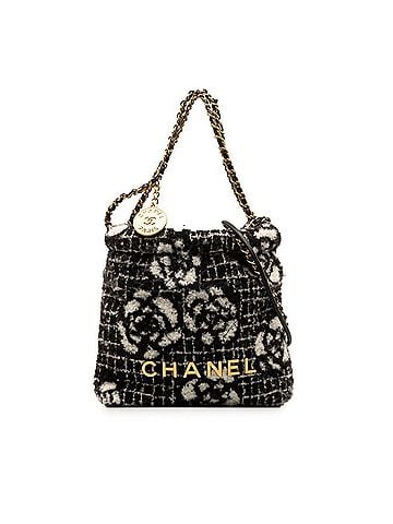 Chanel Black White Cotton Shoulder Bag Tote Bag (view 1)