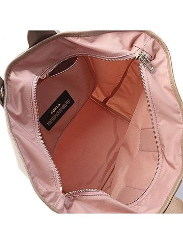 FURLA Beige Pink Nylon Leather Tote Bag (view 2)