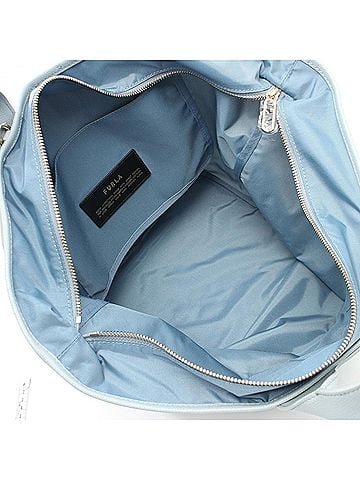 FURLA Blue Gray Leather Nylon Canvas Tote Bag (view 2)