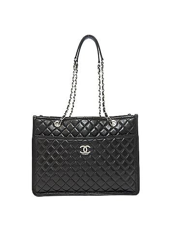 Chanel Matelasse Black Leather Tote Bag (view 1)