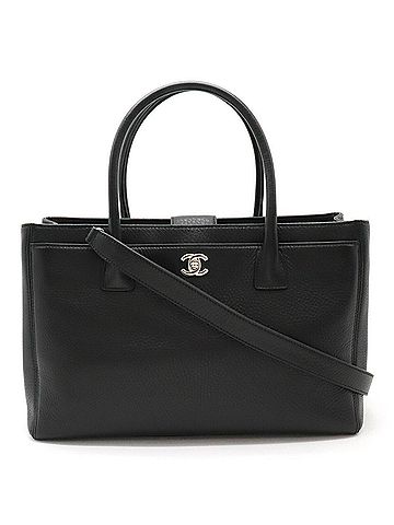 Chanel Black Leather Shoulder Bag Tote Bag (view 1)