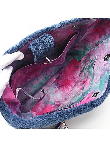 Chanel Blue Multi-Color Purple Fabric Tote Bag (view 2)