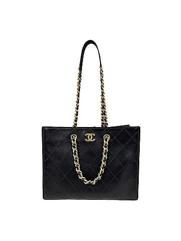 Chanel Black Leather Tote Bag (view 1)