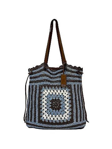 Miu Miu Brown Light Blue Raffia Tote Bag (view 1)