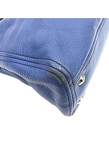 Miu Miu Blue Leather Shoulder Bag Tote Bag (view 2)