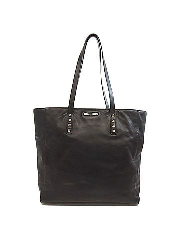 Miu Miu Black Leather Tote Bag (view 1)