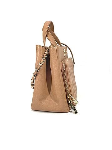 Chanel Beige Grained Calfskin Shoulder Bag Tote Bag (view 2)