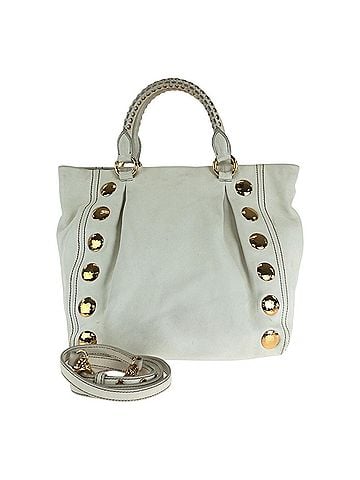 Miu Miu White Canvas Leather Shoulder Bag Tote Bag (view 1)