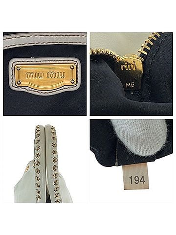 Miu Miu White Canvas Leather Shoulder Bag Tote Bag (view 2)