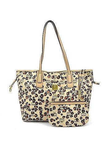 MCM Beige Leather Shoulder Bag Tote Bag (view 1)