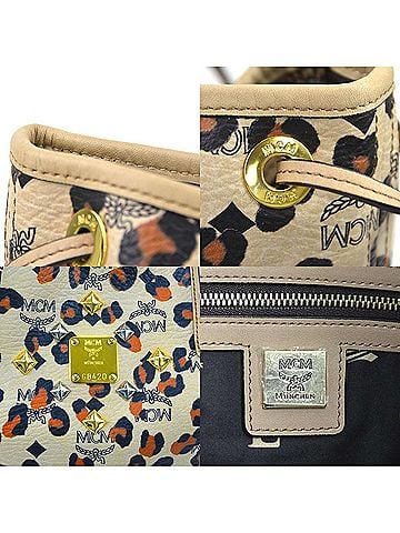 MCM Beige Leather Shoulder Bag Tote Bag (view 2)