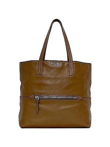 Miu Miu Brown Leather Tote Bag (view 1)