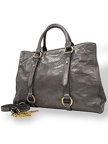 Miu Miu Gray Leather Handbag Shoulder Bag Tote Bag (view 1)