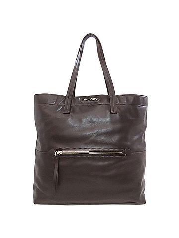 Miu Miu Brown Leather Tote Bag (view 1)