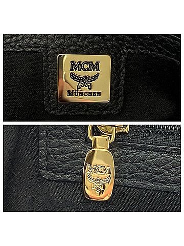 MCM Black Leather Handbag Tote Bag (view 2)