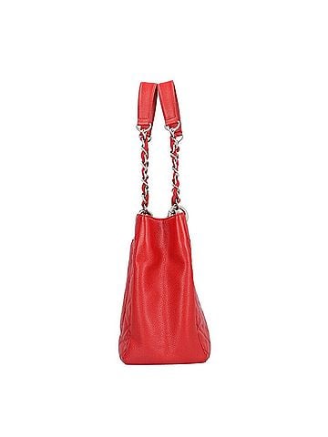 Chanel Red Color Grained Calfskin Tote Bag (view 2)