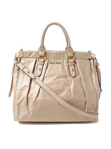 Miu Miu Beige Leather Handbag Shoulder Bag Tote Bag (view 1)