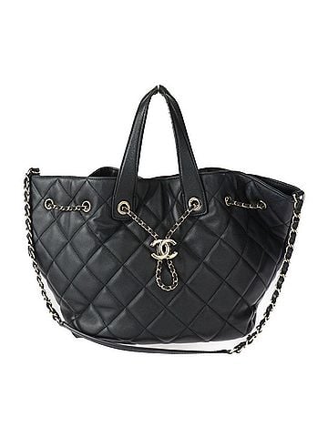 Chanel Black Leather Handbag Shoulder Bag Tote Bag (view 1)