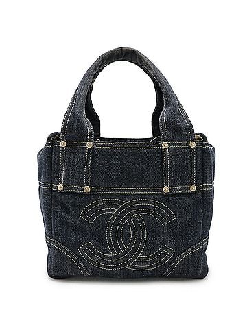 Chanel Denim Blue Denim Handbag Tote Bag (view 1)