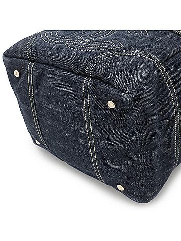 Chanel Denim Blue Denim Handbag Tote Bag (view 2)
