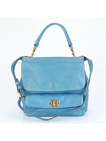 Miu Miu Blue Leather Shoulder Bag Tote Bag (view 1)
