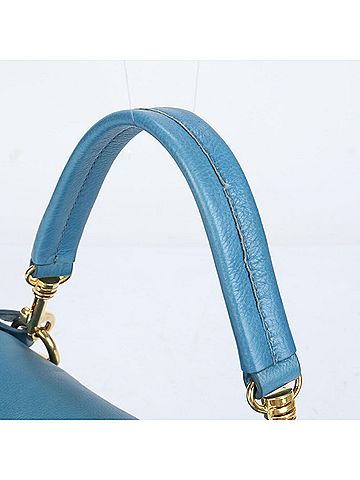 Miu Miu Blue Leather Shoulder Bag Tote Bag (view 2)