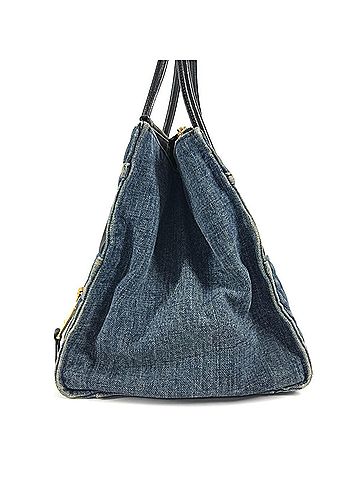 Miu Miu Black Blue Denim Handbag Tote Bag (view 2)