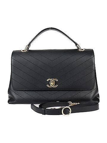 Chanel Black Leather Handbag Shoulder Bag Tote Bag (view 1)
