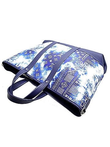 Louis Vuitton Blue Navy White Monogram Tote Bag (view 2)
