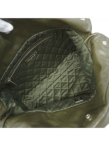 Chanel Khaki Leather Tote Bag (view 2)