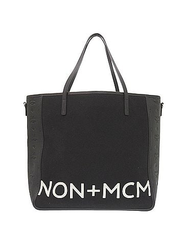 MCM Black Canvas Leather Tote Bag (view 2)