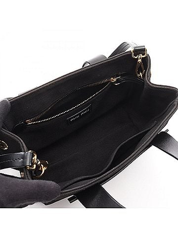 Miu Miu Black Canvas Leather Tote Bag (view 2)