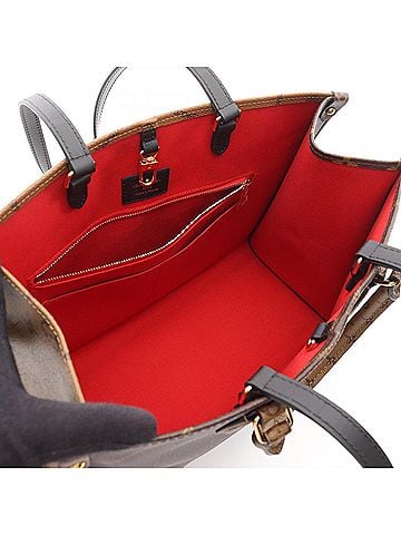 Louis Vuitton Beige Brown Coated Canvas Leather Tote Bag (view 2)