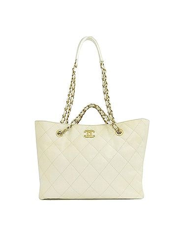 Chanel White Grained Calfskin Tote Bag (view 1)
