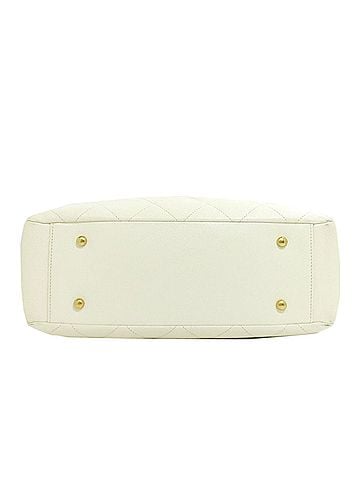 Chanel White Grained Calfskin Tote Bag (view 2)