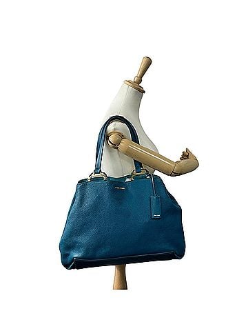 Miu Miu Blue Leather Handbag Tote Bag (view 2)