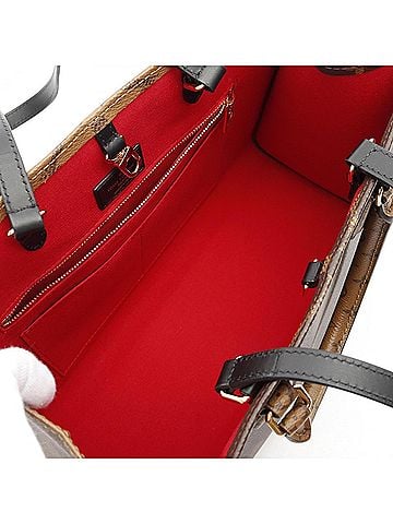 Louis Vuitton Beige Brown Coated Canvas Leather Tote Bag (view 2)