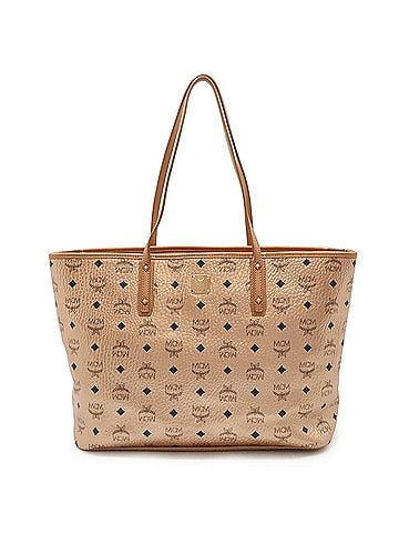 MCM Metallic Pink Canvas Leather Shoulder Bag Tote Bag (view 1)