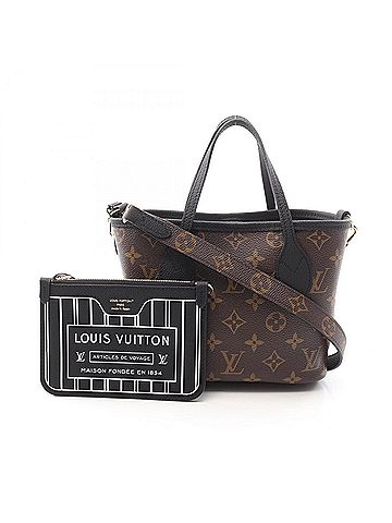 Louis Vuitton Black Brown Noir Coated Canvas Leather Tote Bag (view 1)