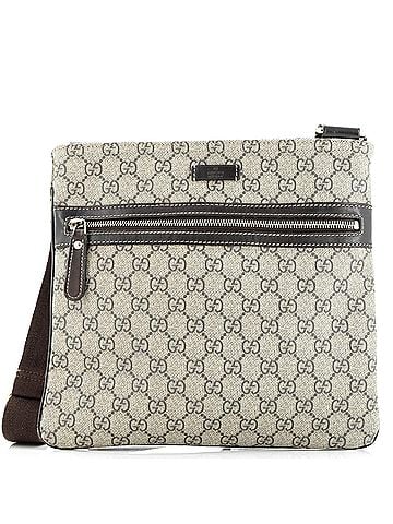 Gucci Front Zip Flat Messenger Bag GG Coated Canvas Medium (view 1)